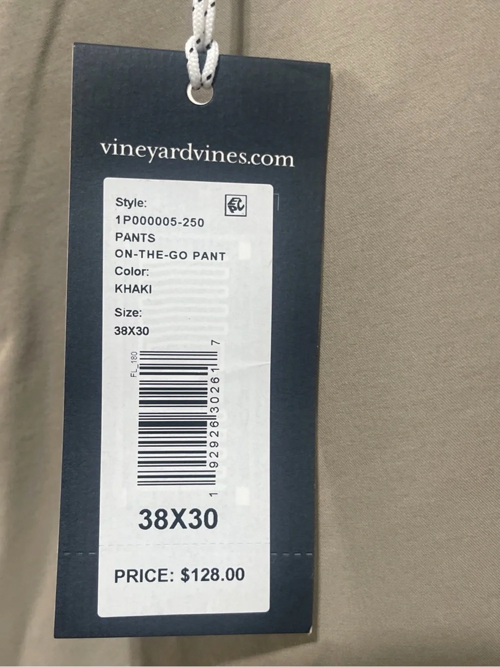 NWT Vineyard Vines OTG On The Go Pant Mens 38X 30 Beige